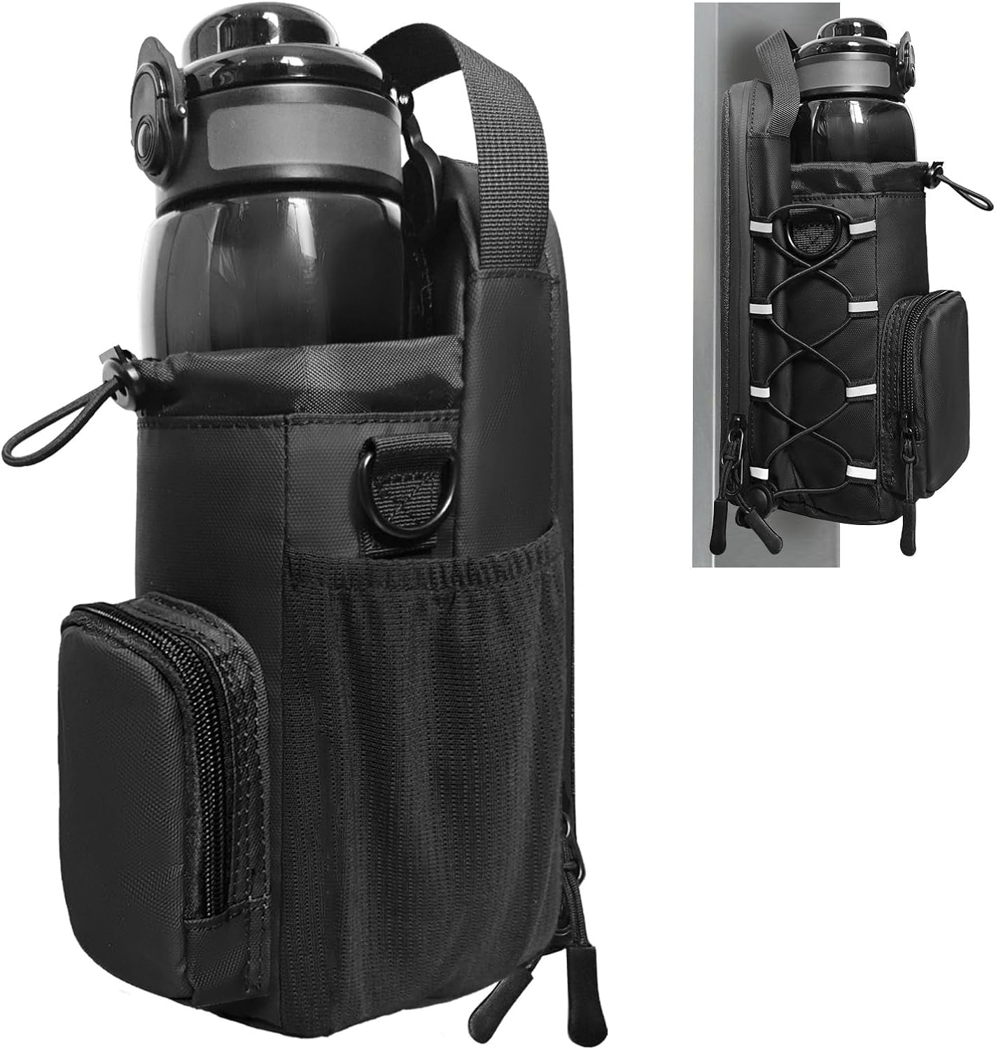 Magnetic Gym Bag for Men and Women, Magnetic Water Bottle Holder for Gym, Small Gym Bag, Gym Gifts for Women and Men (Black, <40 OZ)